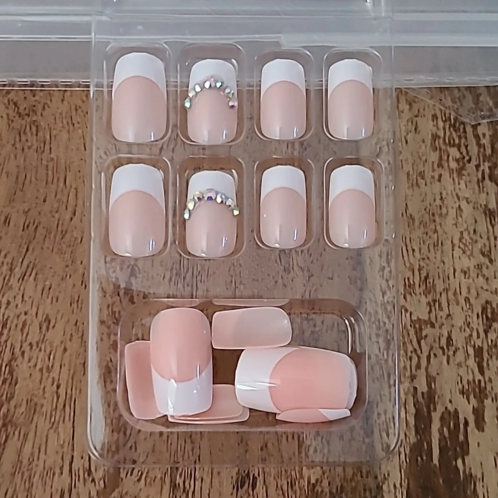 2/$16 Rhinestone French Manicure Press on Nails